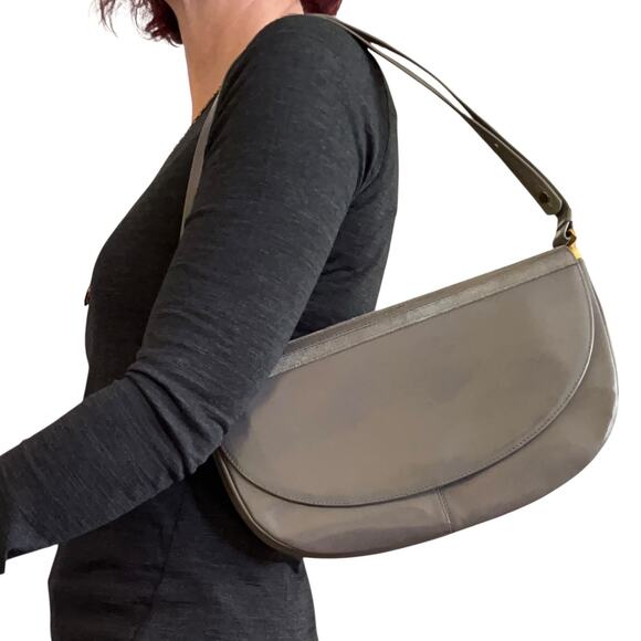 NWT Vintage Rodo Gray Leather Accordion Shoulder Bag - Deadstock Italian Purse - Picture 2 of 10